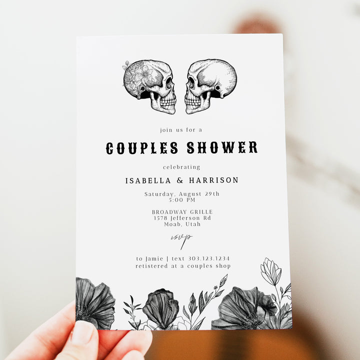 NOVA Gothic Halloween Floral Couples Shower Invitations