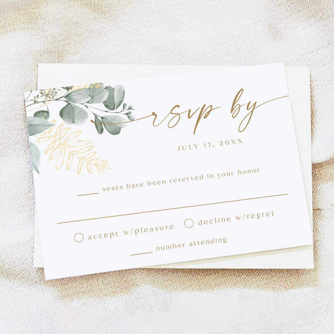 CALIA Elegant Eucalyptus Garden Wedding Invitation Suite with Photo