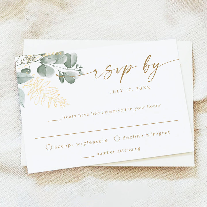 CALIA Elegant Eucalyptus Garden Wedding Invitation Suite with Photo