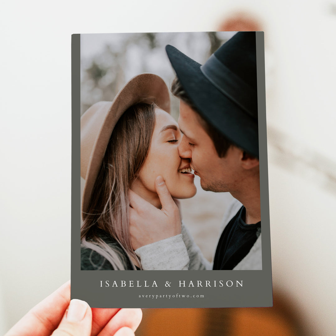 NINA Simple Sage Green Photo Wedding Invitation
