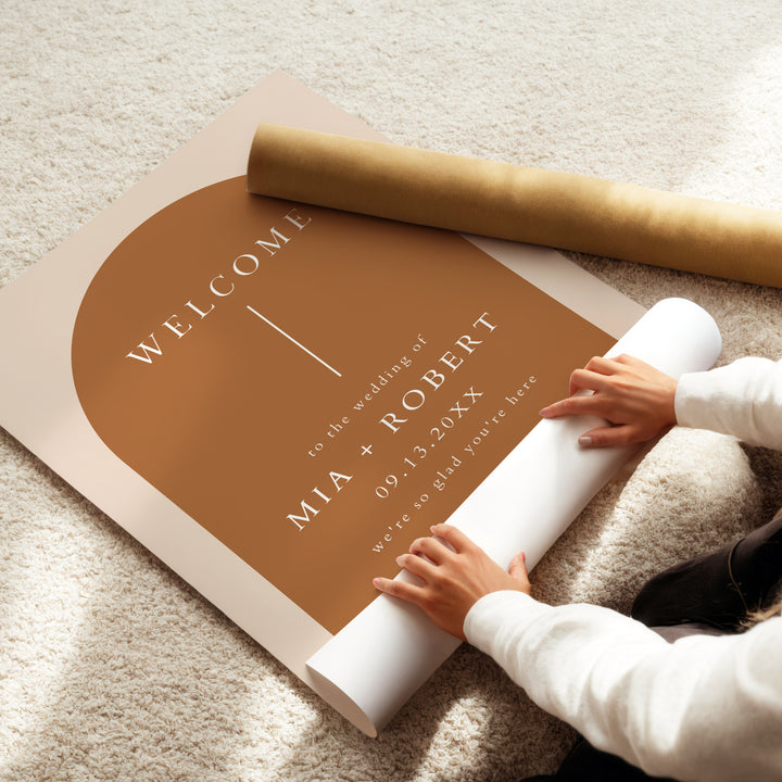 MIA Terracotta Boho Arch Wedding Welcome Sign