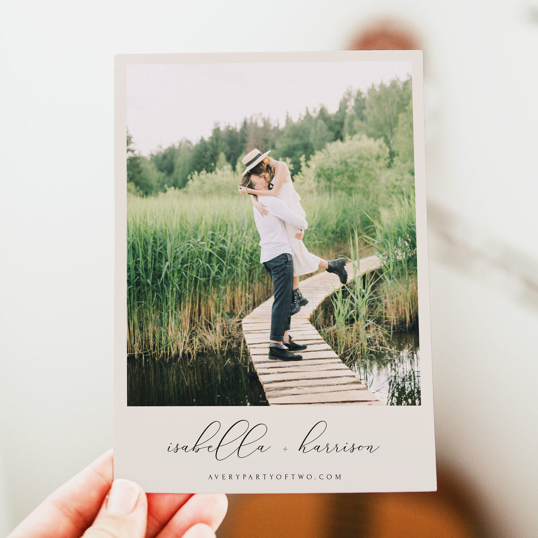 ASHER Minimalist Wedding Save the Date Calendar Invitations with Photo