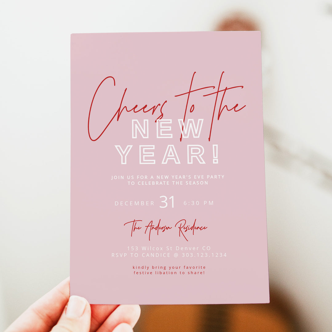 HENLEY Cheers to the New Year Modern New Year's Eve Party Invitation