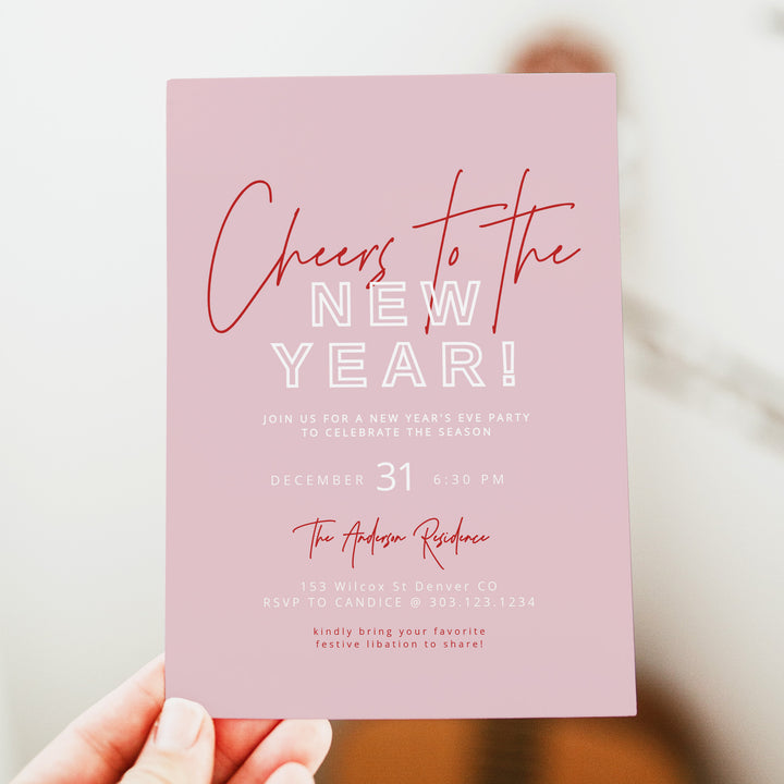 HENLEY Cheers to the New Year Modern New Year's Eve Party Invitation
