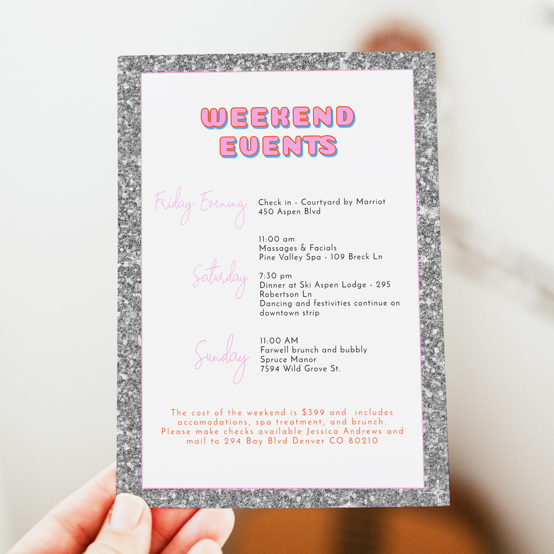 DINA Last Disco Cowgirl Bachelorette Weekend Invitation & Itinerary