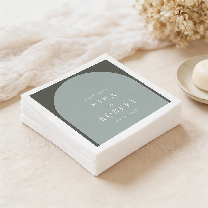 NINA Sage Green Boho Napkins for Rustic Wedding