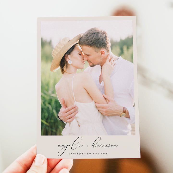 ASHER Simple Black and White Script Wedding Invitation with Photo