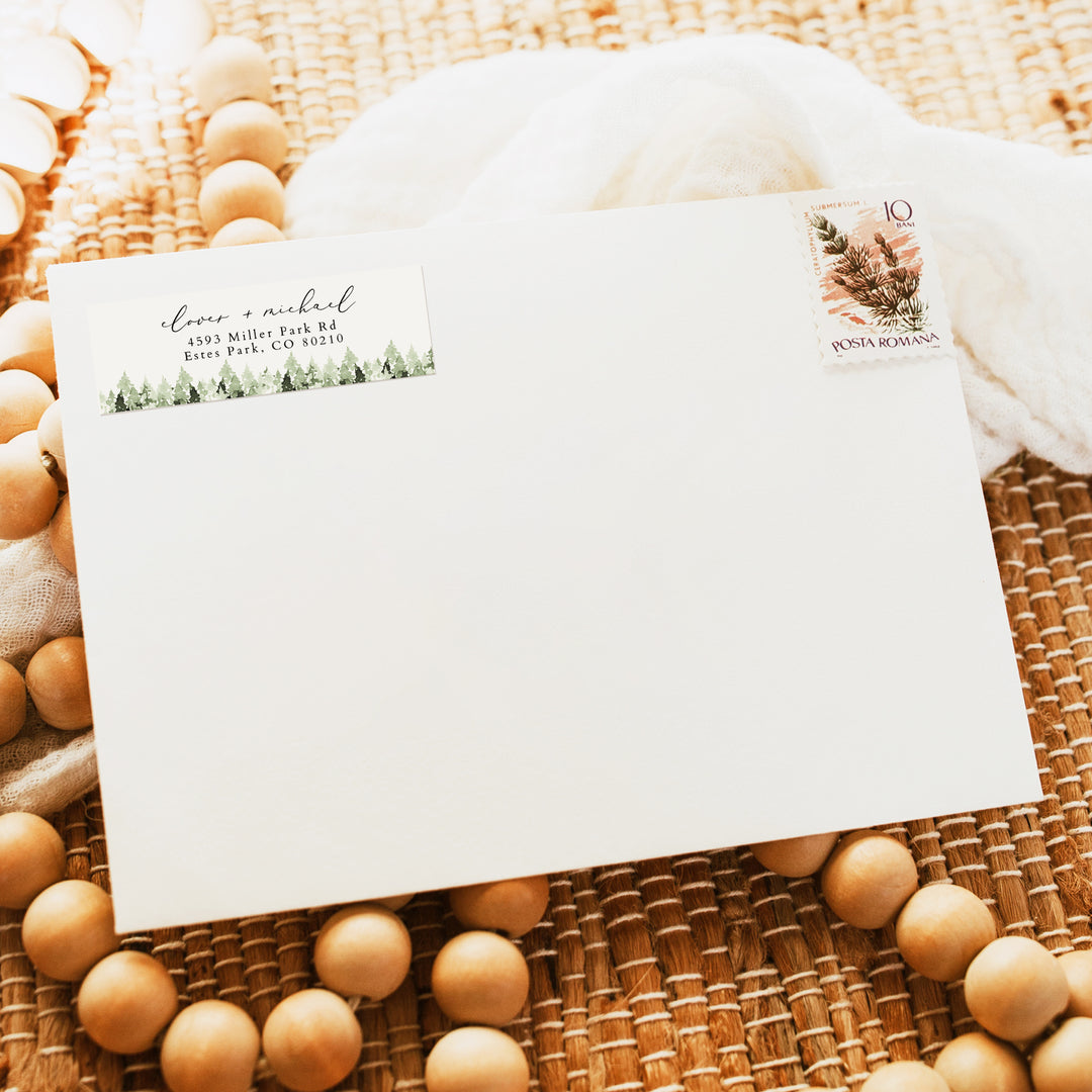 CLOVER Woodland Wedding Return Address Labels