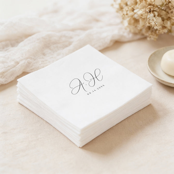 ASHER Minimalist Monogram Wedding Napkins