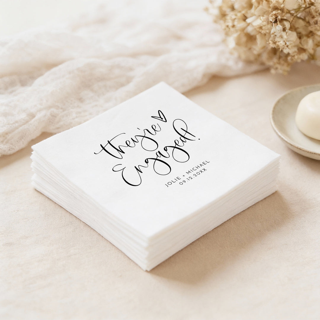 JOLIE They're Engaged Personalized Engagement Party Napkins
