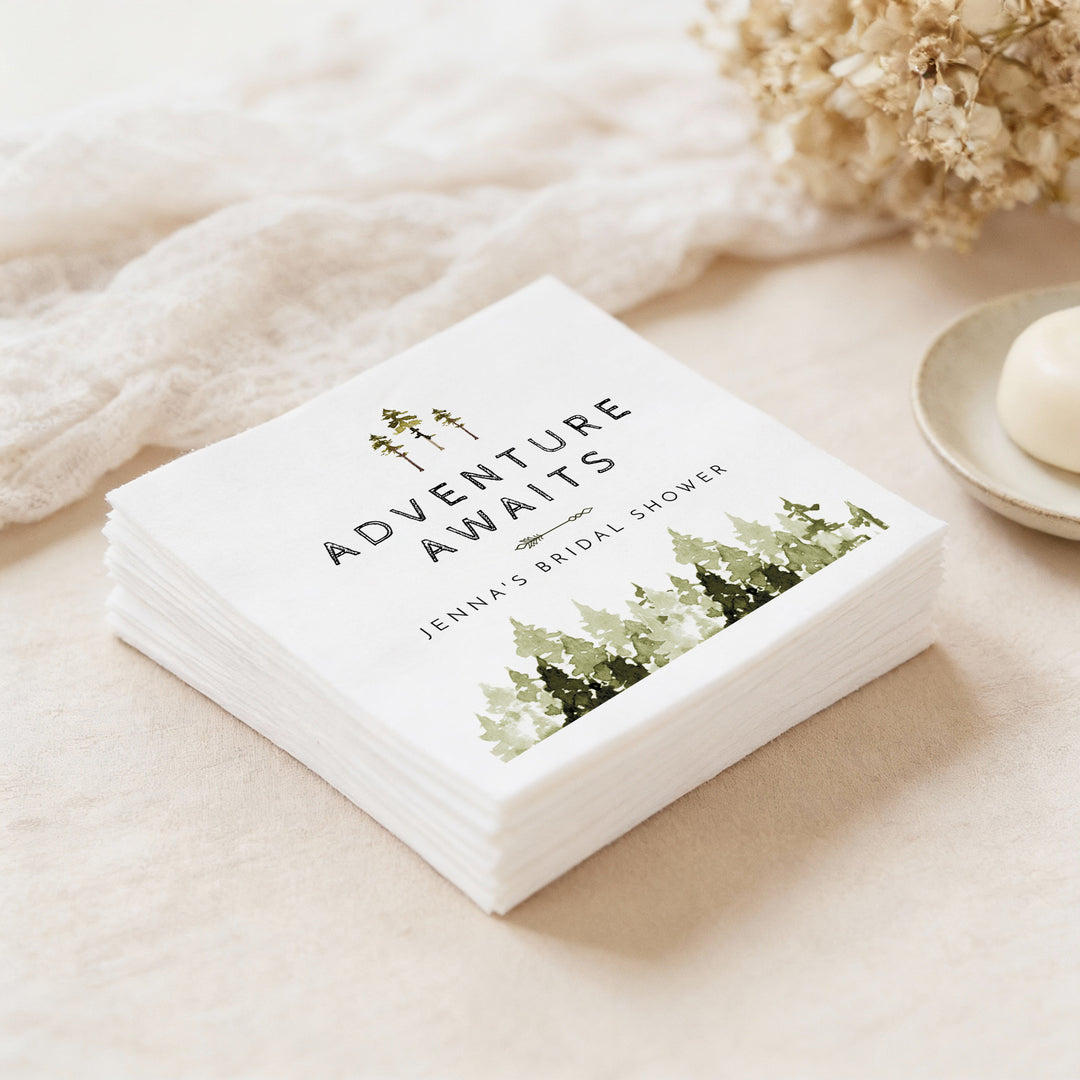 JENNA Personalized Adventure Awaits Bridal Shower Napkins