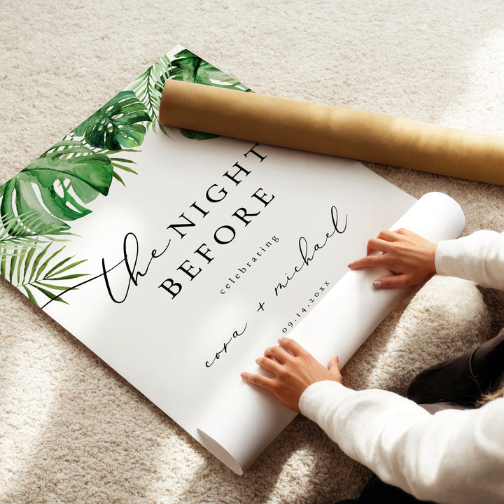 CORA The Night Before Tropical Wedding Rehearsal Dinner Sign