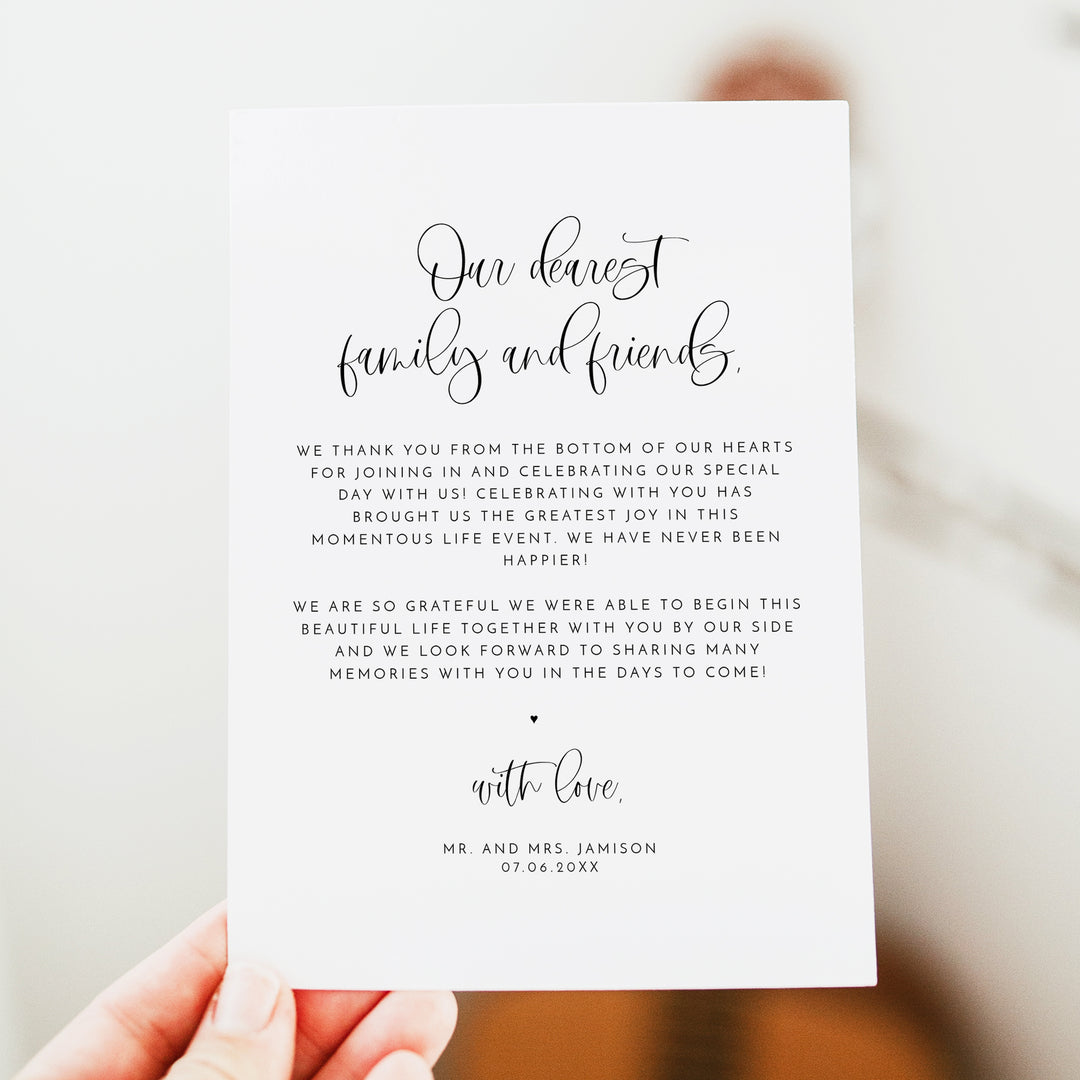 JOLIE Personalized Modern Boho Wedding Photo Thank You Card