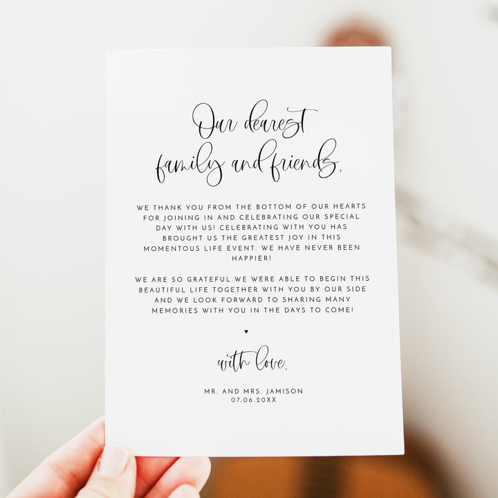 JOLIE Personalized Modern Boho Wedding Photo Thank You Card