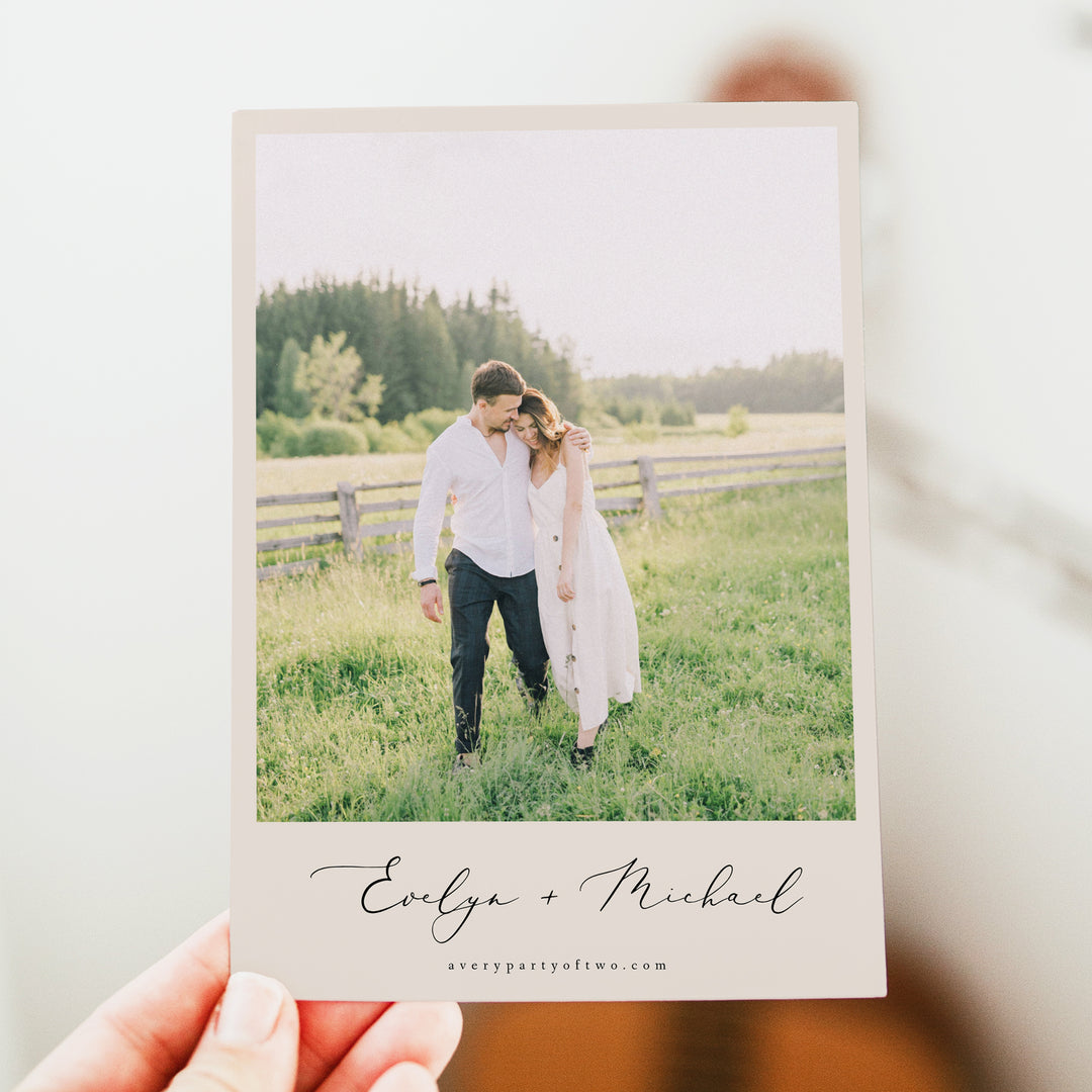 EVELYN Modern Minimalist Engagement Photo Save the Date Cards