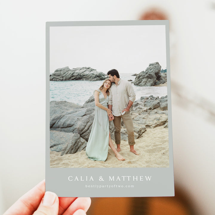CALIA Eucalyptus Watercolor Engagement Photo Save the Date Cards