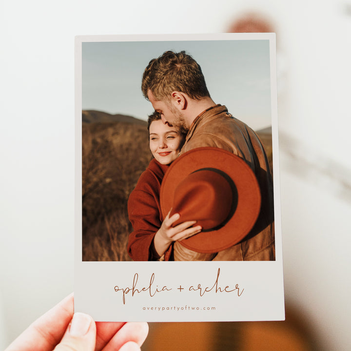 CORIANDER Rustic Boho Engagement Photo Save the Date Invitations