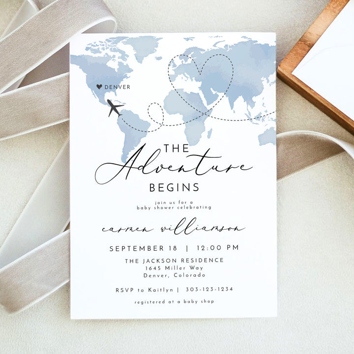 CARMEN Blue Adventure Begins Baby Shower Invitation