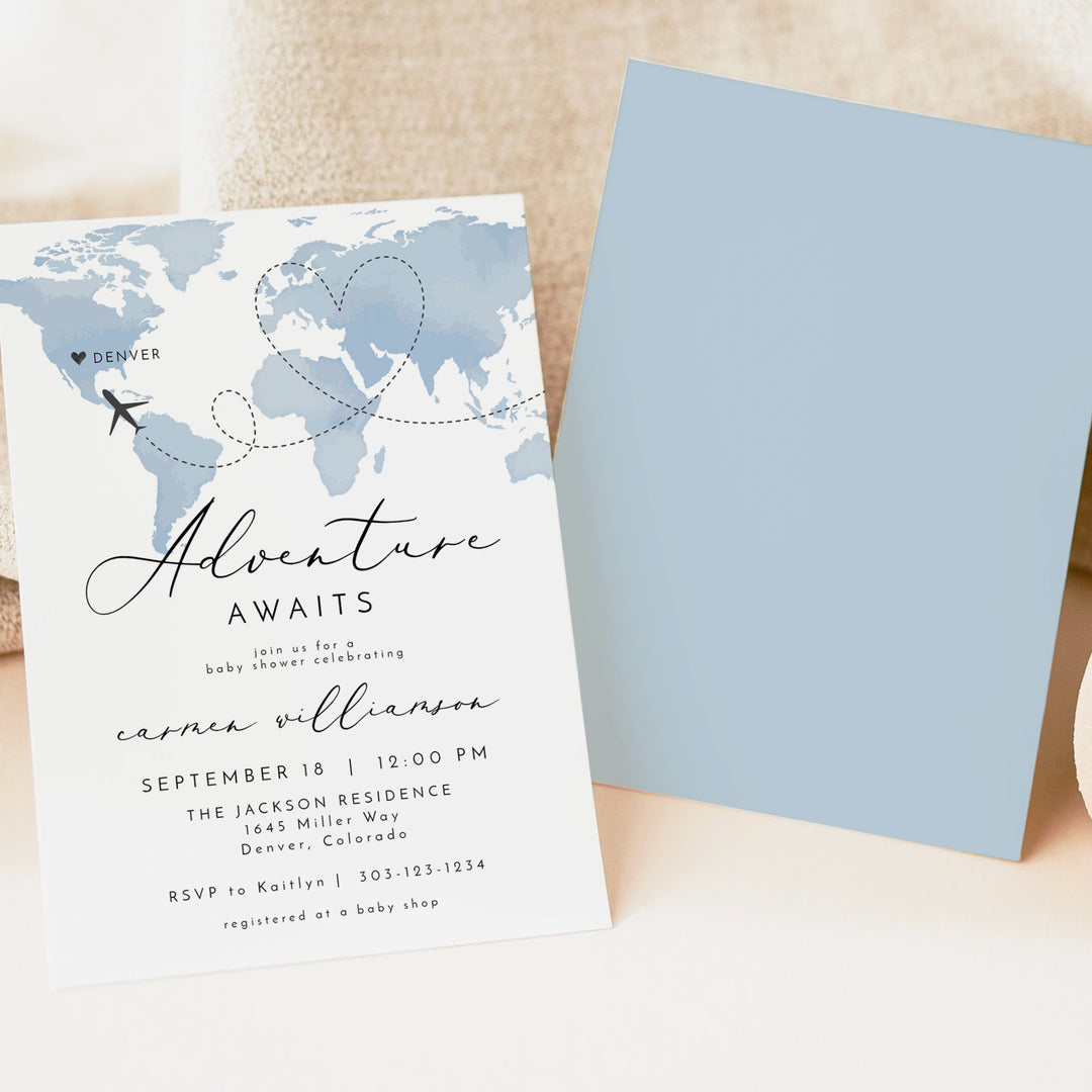 CARMEN Blue Adventure Awaits Baby Shower Invitation