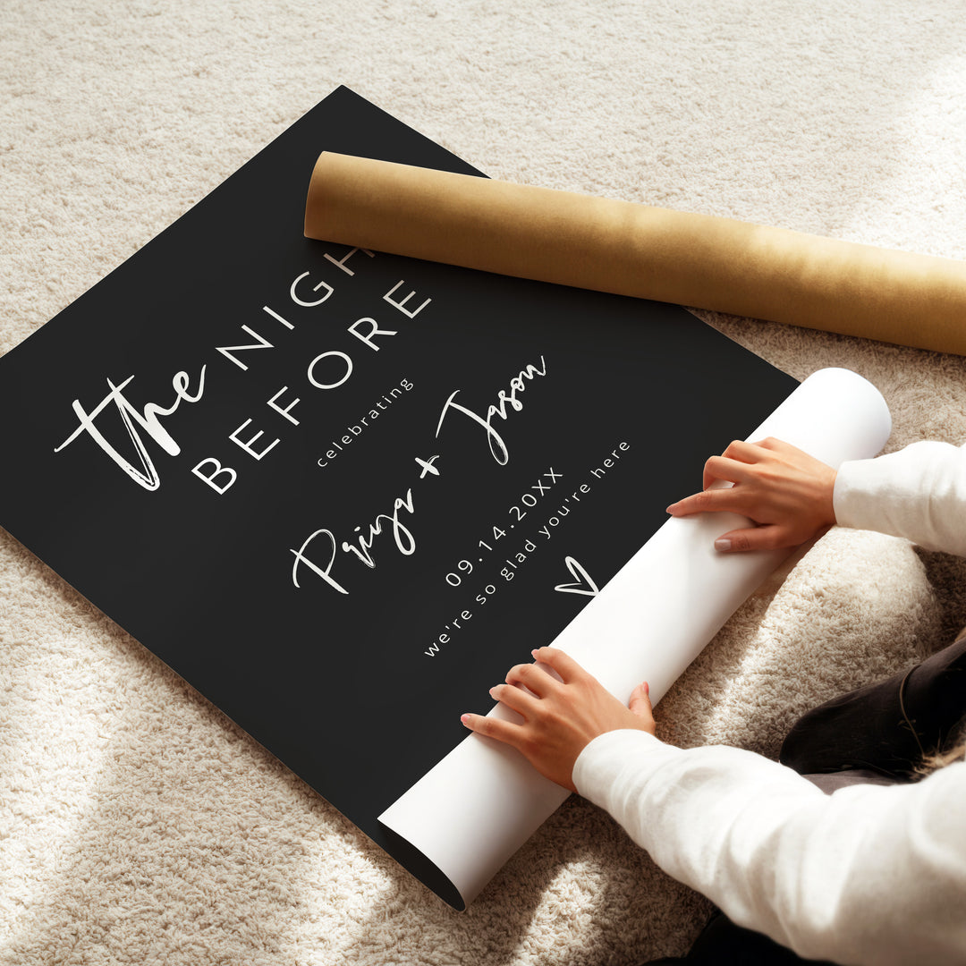 PRIYA The Night Before Sign for Minimalist Wedding Rehearsal Dinner
