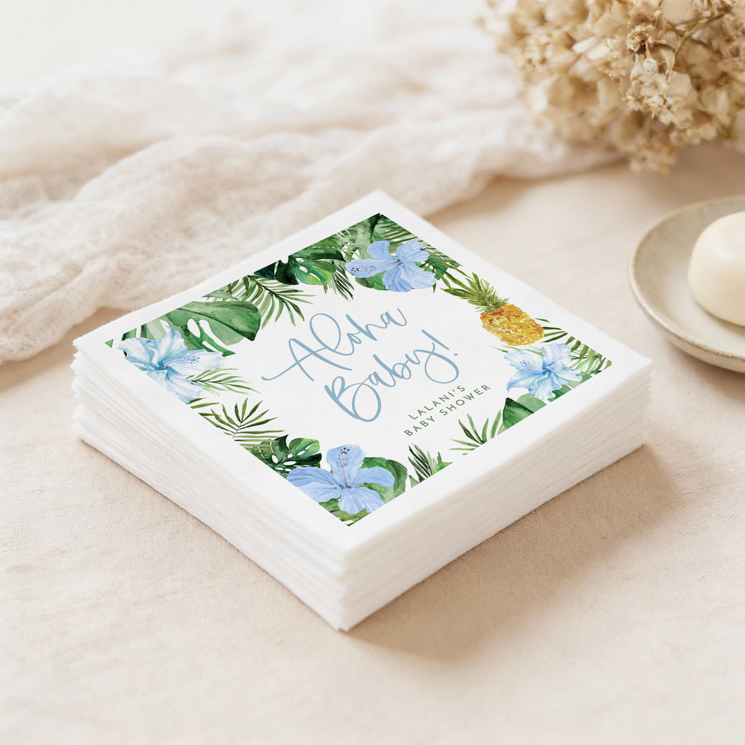 LALANI Personalized Aloha Baby Tropical Luau Baby Shower Napkins