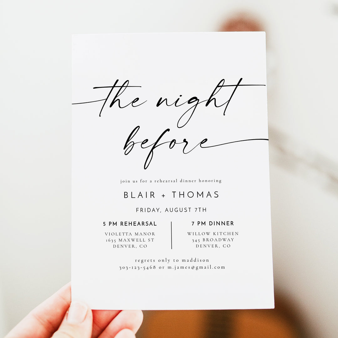 BLAIR The Night Before Minimalist Rehearsal Dinner Invitation