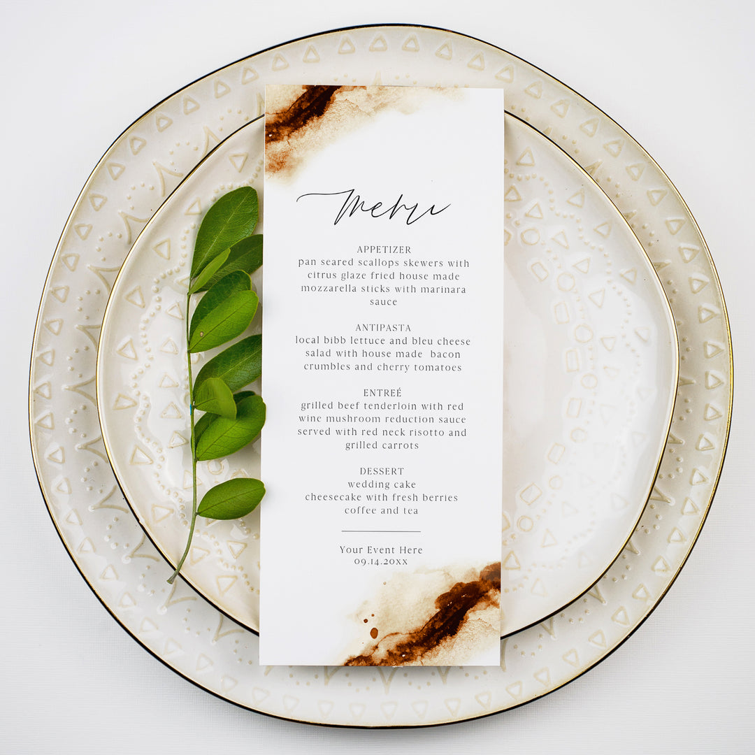 JAYLA Bohemian Burnt Orange Terracotta Menu Cards