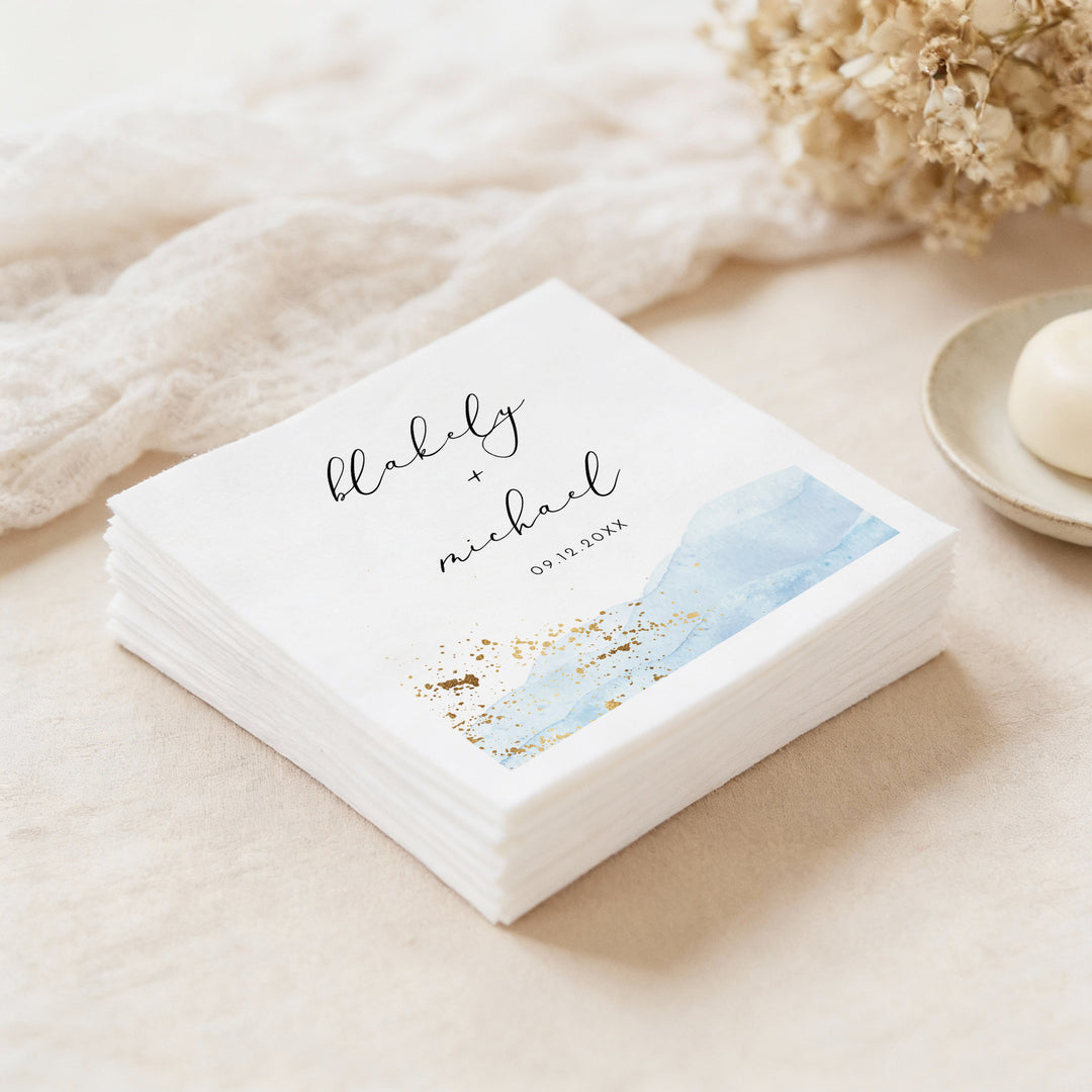 BLAKELY Personalized Elegant Beach Wedding Napkins