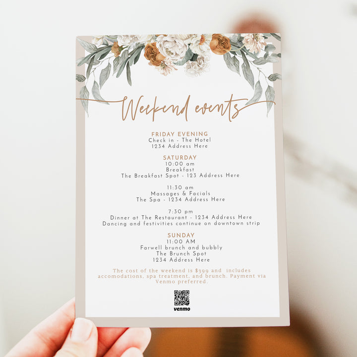 TALLULAH Coastal Cowgirl Boho Beach Bachelorette Invitation & Itinerary