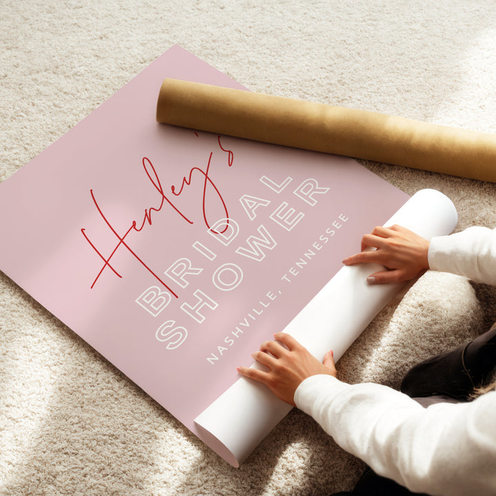 HENLEY Elegant Red and Pink Bridal Shower Welcome Sign