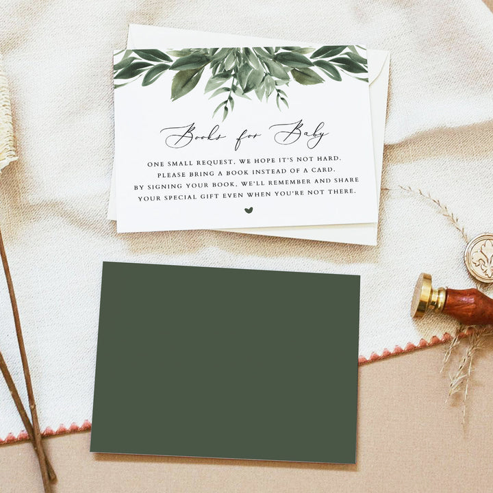 LANA Rustic Garden Greenery Baby Shower Books for Baby Card