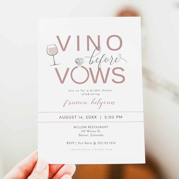FRANCA Vino Before Vows Wine Theme Bridal Shower Invitations