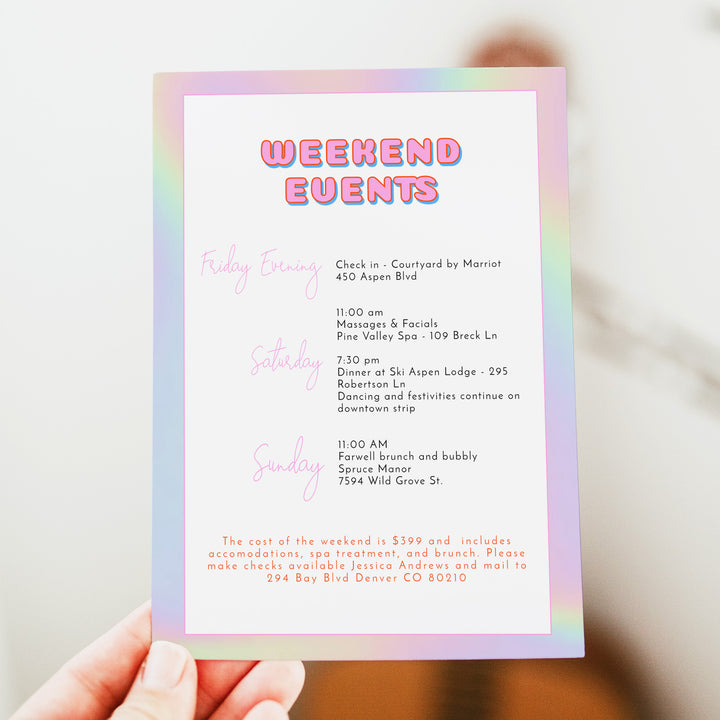 DINA Retro Y2K Disco Bachelorette Invitations & Itinerary