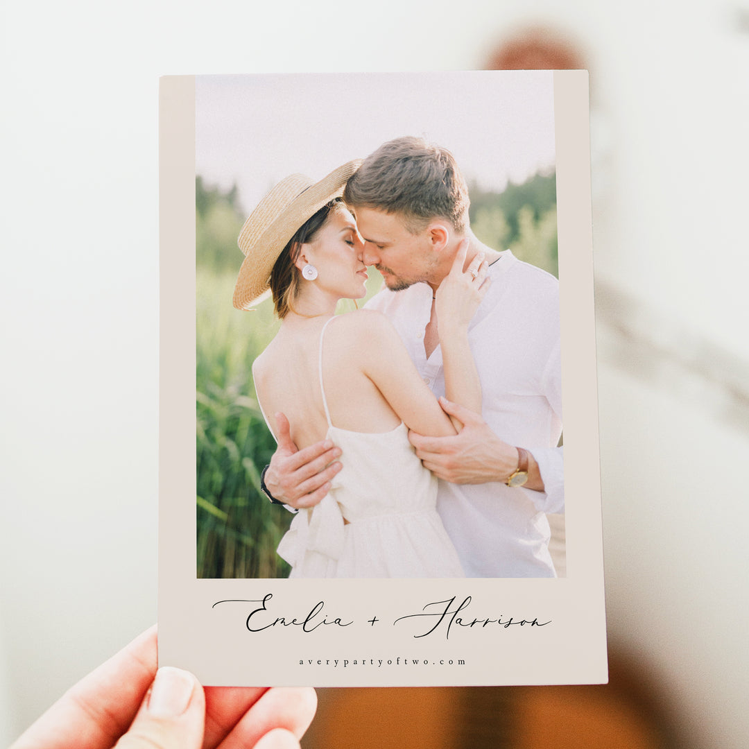 EVELYN Elegant Wedding Save the Date Card with Photo