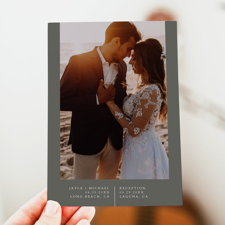 NINA Romantic Boho Elopement Wedding Reception Invite with Photo