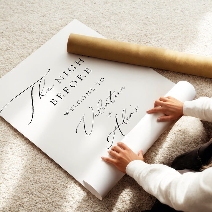 VALENTINA The Night Before Elegant Wedding Rehearsal Dinner Welcome Sign