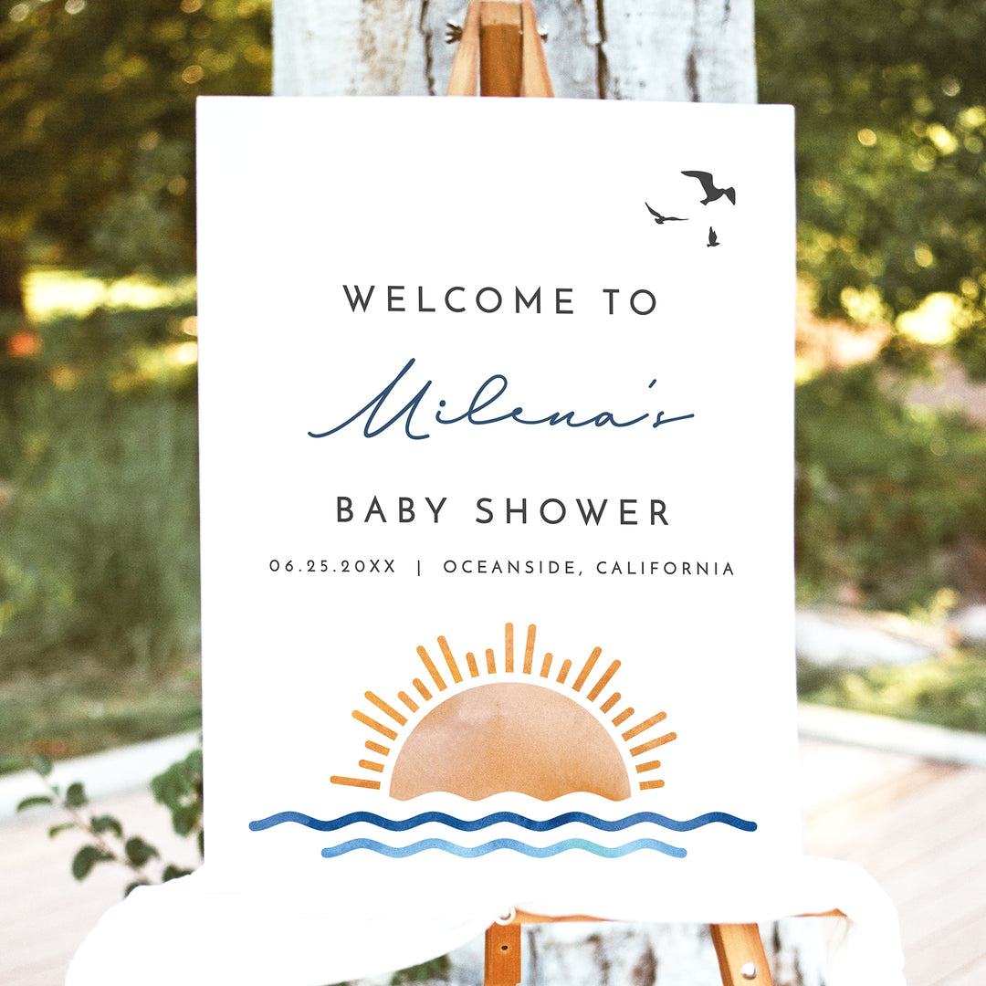 OCEANSIDE Tropical Ocean Baby Shower Welcome Sign Personalized