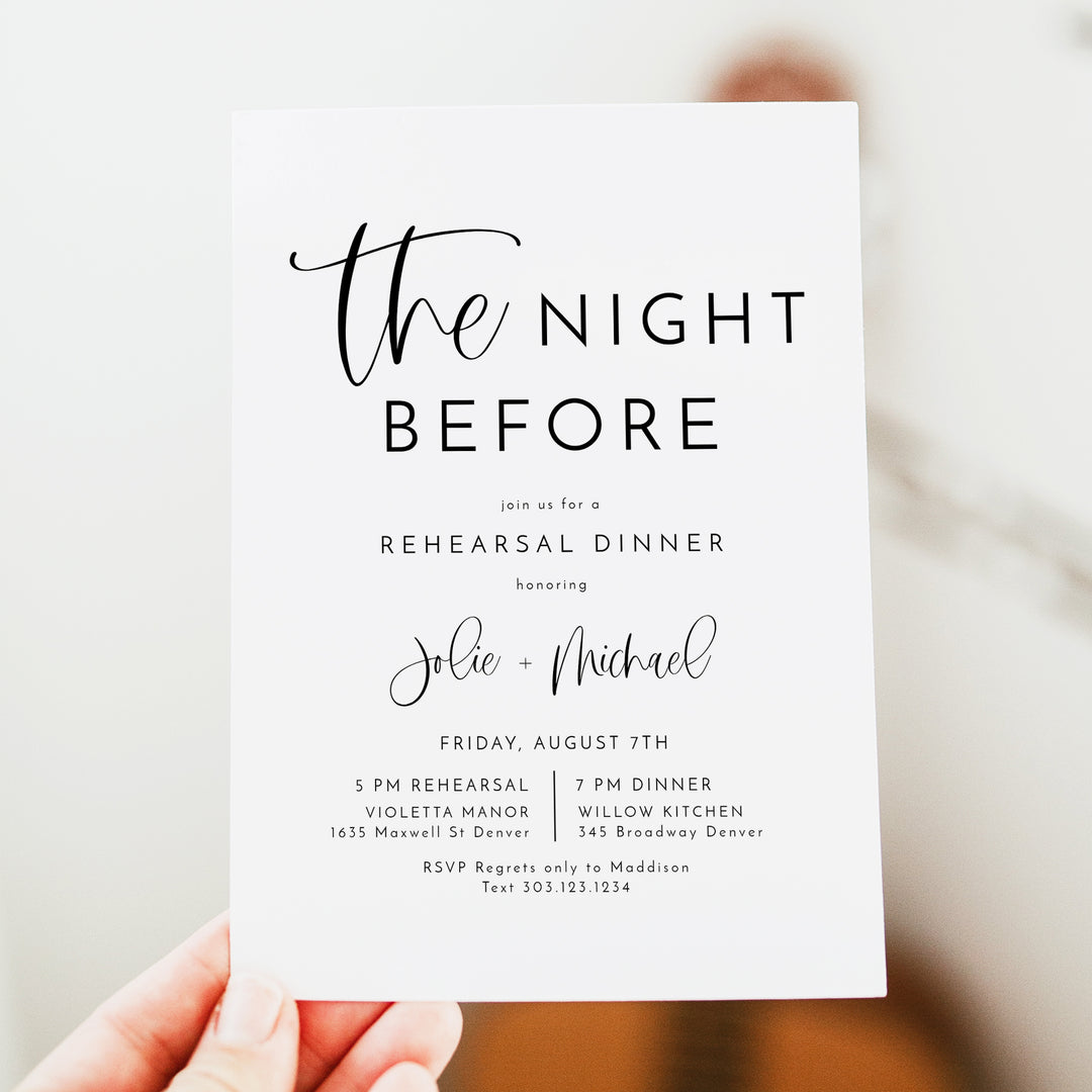 JOLIE The Night Before Simple Wedding Rehearsal Dinner Invitation