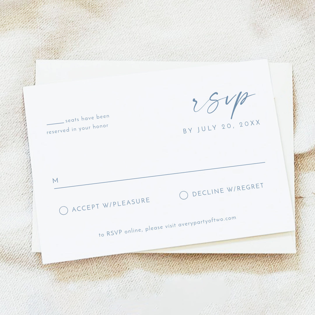 KENNEDY Dusty Blue and White Photo Wedding Invitation Suite
