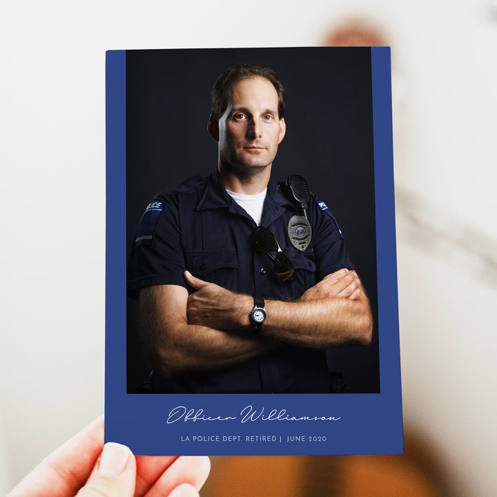 POLICE Retirement Invitation with Thin Blue Line Flag and Photo