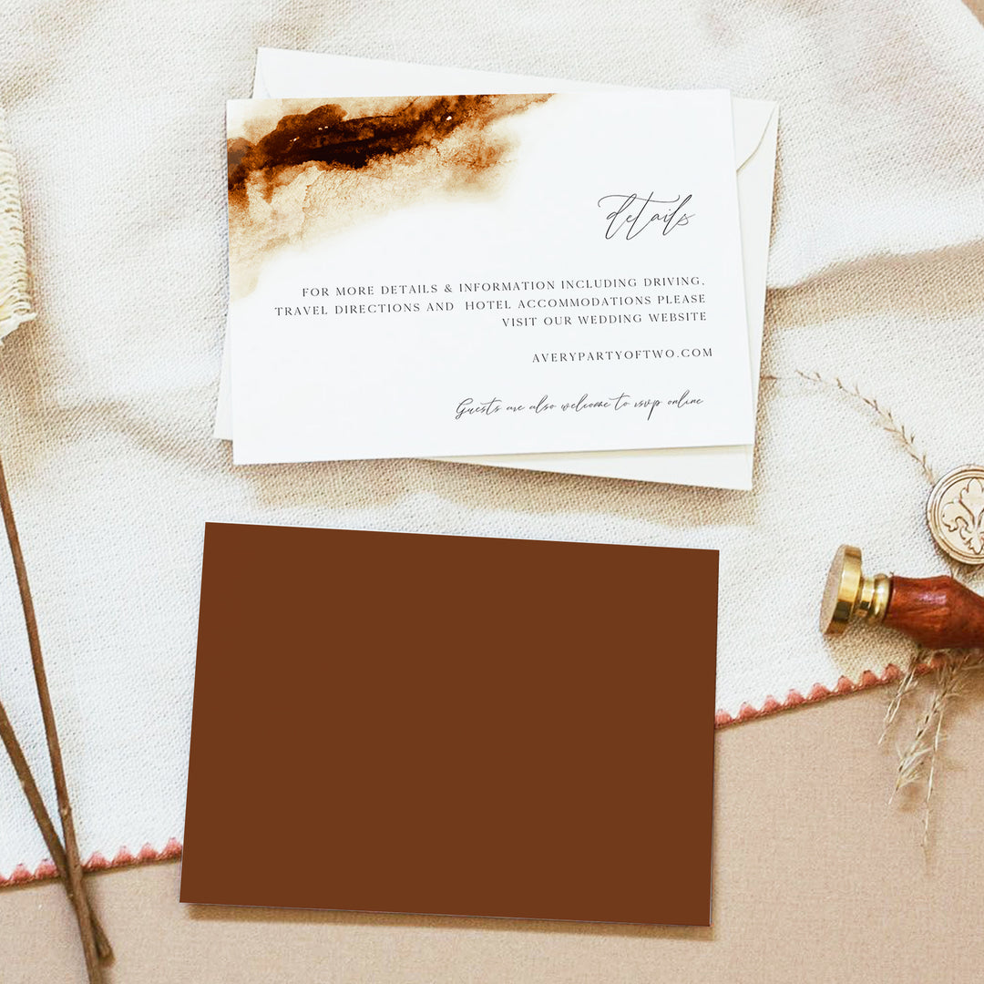 JAYLA Burnt Orange Bohemian Wedding Details Card