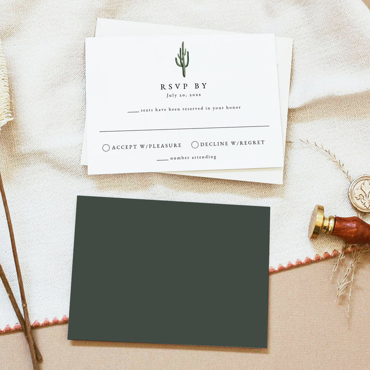 ELEANOR Green Cactus Boho Wedding Invitation Suite with Photo