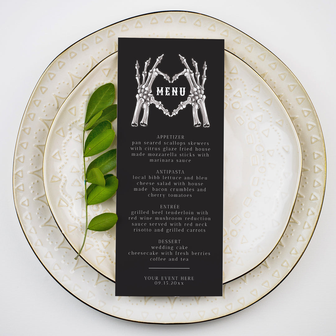 NOVA Til Death Do Us Part Black Wedding Menu Cards