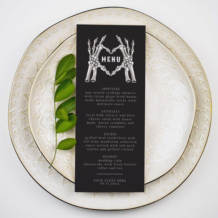 NOVA Til Death Do Us Part Black Wedding Menu Cards