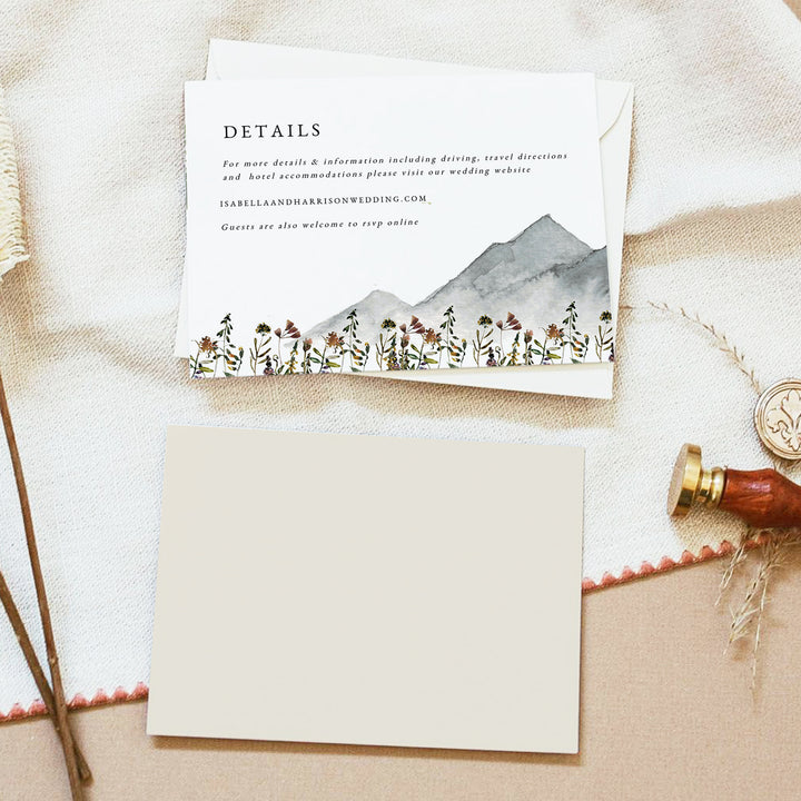 HEIDI Watercolor Wildflower Wedding Details Card