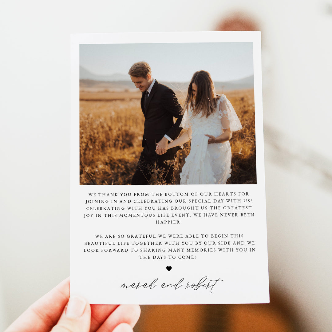 MARAH Elegant Photo Wedding Thank You Cards Personalized