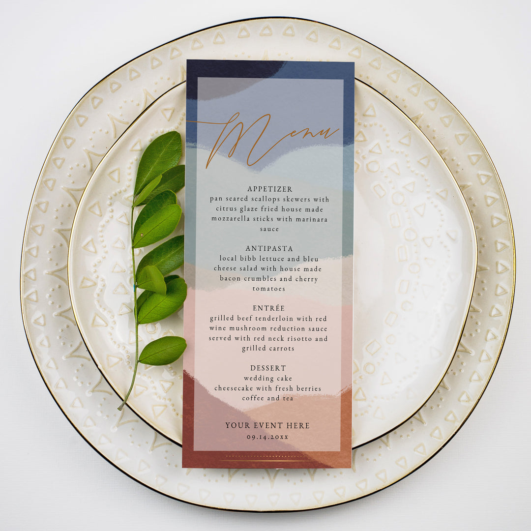 OPHELIA Earthy Southwestern Bohemian Wedding Menu Cards