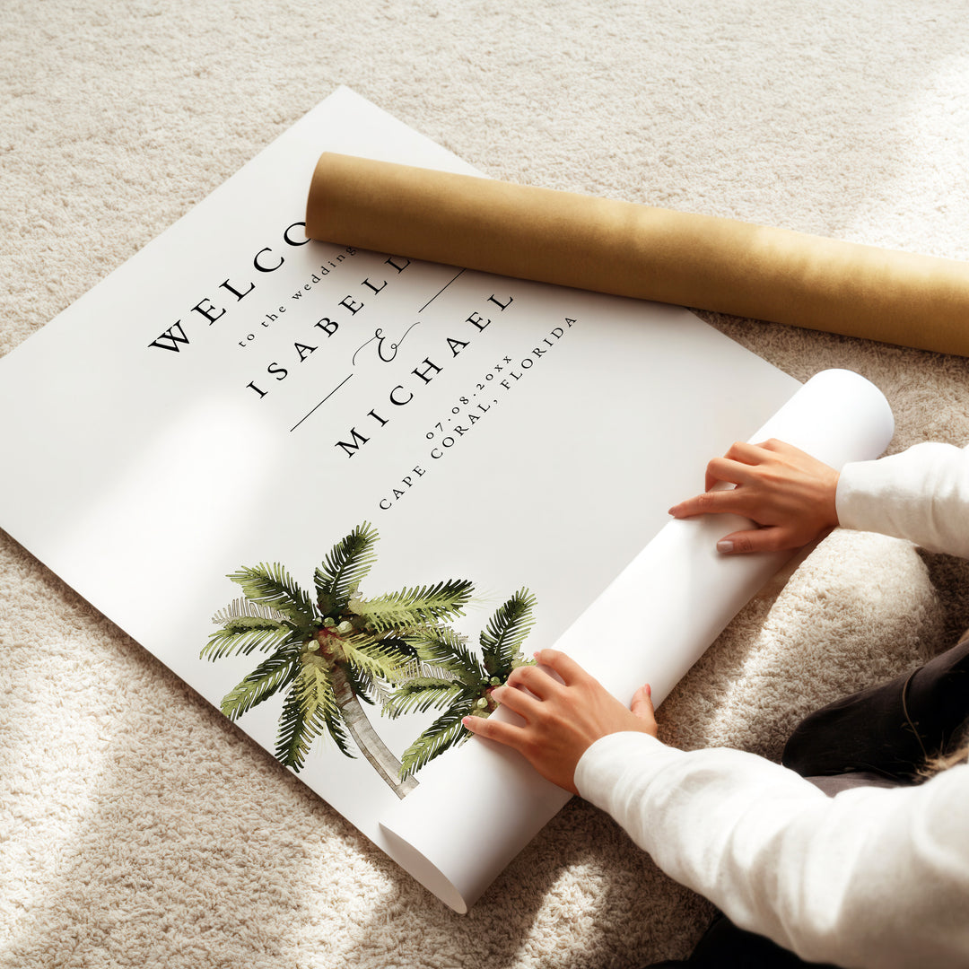 MONA Green Tropical Watercolor Wedding Sign