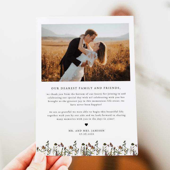HEIDI Rustic Boho Wedding Photo Thank You Card