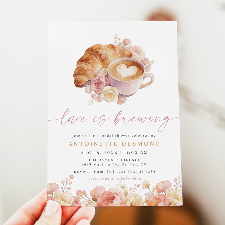ANTOINETTE Love is Brewing Coffee Bridal Shower Brunch Invitations